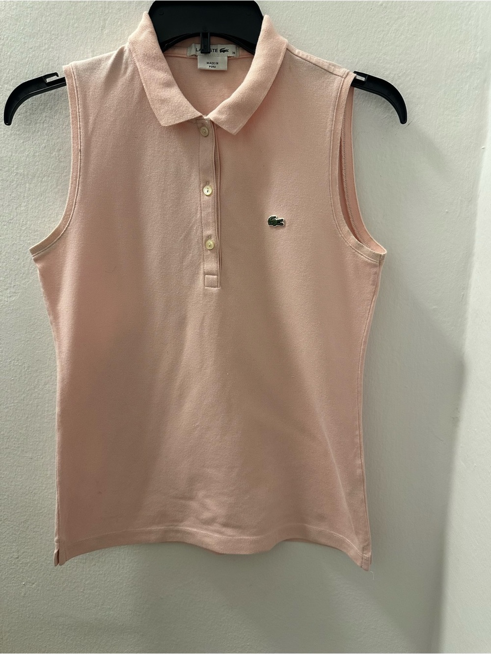 Lacoste Sleeveless Polo Tank in Pale Pink